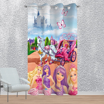 LOOMLYFE 213 cm (7 ft) Polyester Room Darkening Door Curtain Single Curtain(Printed, Pink Cinderalla)