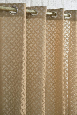 sddfabrics 213 cm (7 ft) Door Net Semi Transparent Curtain (Pack Of 2)(Brown, Geometric)
