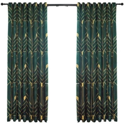 p23 154 cm (5 ft) Polyester Room Darkening Window Curtain (Pack Of 2)(Geometric, Green)