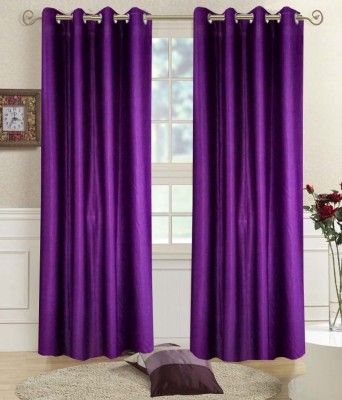 N2C Home 213 cm (7 ft) Polyester Semi Transparent Door Curtain (Pack Of 2)(Solid, Purple)
