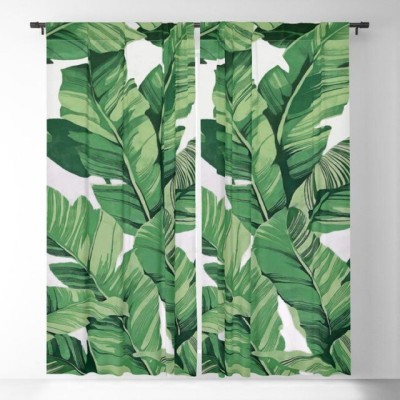 DD8 154 cm (5 ft) Polyester Room Darkening Window Curtain (Pack Of 2)(Floral, Green)