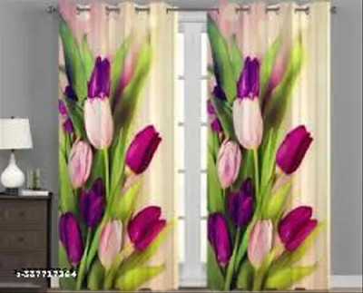 nobel fab 274 cm (9 ft) Long Door Polyester Room Darkening Curtain Single Curtain(Purple, Floral)