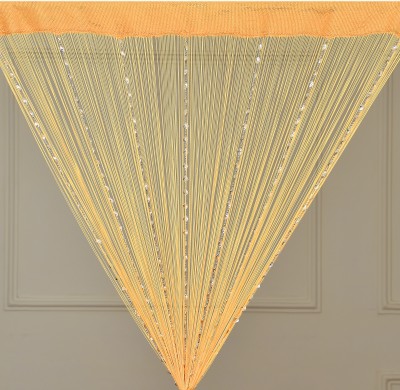 GOYTEX 274.32 cm (9 ft) Polyester, Blends Transparent Long Door Curtain Single Curtain(Striped, GOLDEN & Silver)