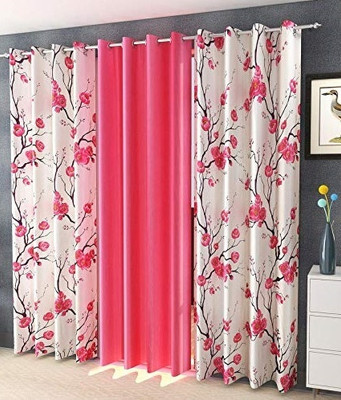 Fresh from Loom 213 cm (7 ft) Polyester Blackout Door Curtain (Pack Of 3)(Solid, Pink)