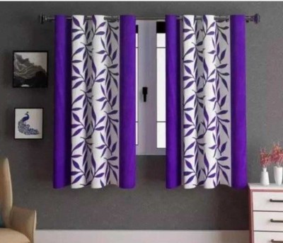 BONSE 152 cm (5 ft) Polyester Semi Transparent Window Curtain (Pack Of 2)(Printed, Purple)