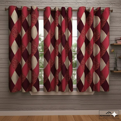 Adimanav 152.4 cm (5 ft) Polyester Semi Transparent Window Curtain (Pack Of 3)(Printed, Maroon)