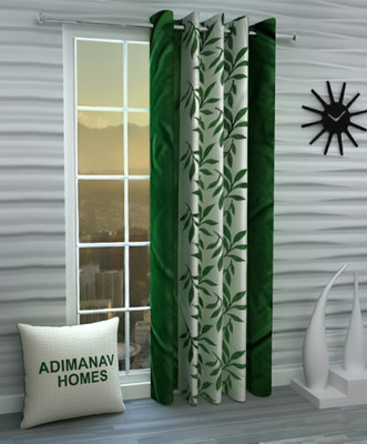 Adimanav 274.32 cm (9 ft) Long Door Polyester Semi Transparent Curtain Single Curtain(Green, Floral)