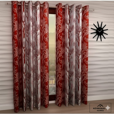 Adimanav 274.32 cm (9 ft) Long Door Polyester Semi Transparent Curtain (Pack Of 2)(Red, Self Design)
