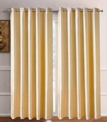 kanhomz 152.4 cm (5 ft) Polyester Blackout Window Curtain (Pack Of 2)(Solid, Cream)