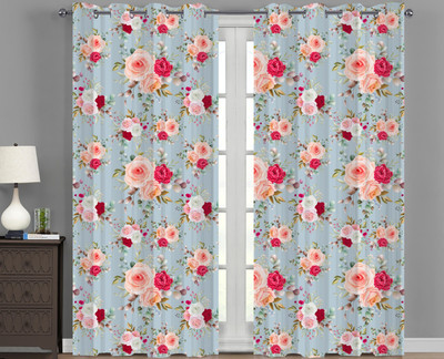 p23 274 cm (9 ft) Long Door Polyester Room Darkening Curtain Single Curtain(Red, Floral)