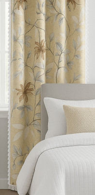 FRIEND HUB 180 cm (6 ft) Door Satin Blackout Curtain Single Curtain(BRIGHT:JASMINE:BROWN:CURTAIN6.1, Printed)