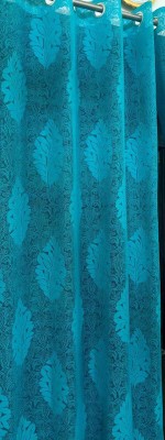 REHAAN 275 cm (9 ft) Polyester Semi Transparent Long Door Curtain Single Curtain(Printed, Aqua)