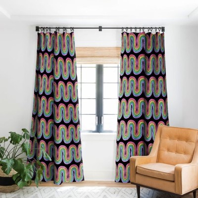 V4S 274 cm (9 ft) Polyester Room Darkening Long Door Curtain (Pack Of 2)(Geometric, Black)