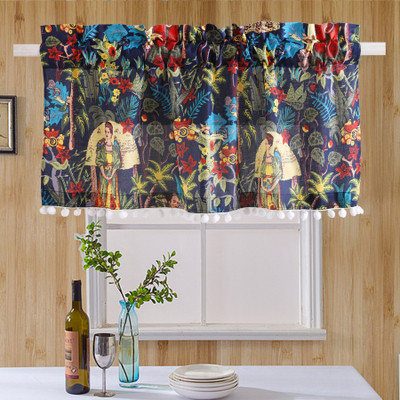 Ravaiyaa - Attitude Is Everything 45 cm (1 ft) Window Cotton Room Darkening Curtain Single Curtain(Blue Floral, Floral)