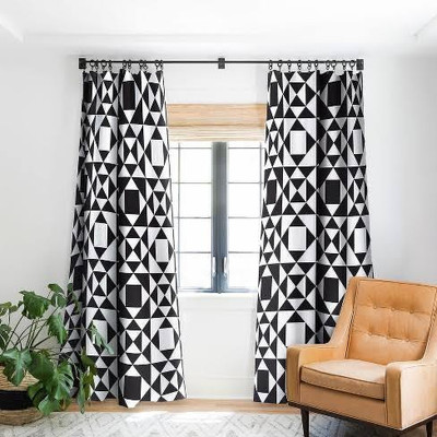 nobel fab 214 cm (7 ft) Door Polyester Room Darkening Curtain Single Curtain(Black, Geometric)