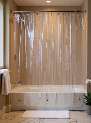 SHAVIN 274 cm (9 ft) Long Door PVC Transparent Curtain Single Curtain(TRANSPARENT, Solid)