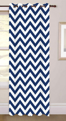 IDV 154 cm (5 ft) Window Polyester Room Darkening Curtain Single Curtain(Blue, Geometric)