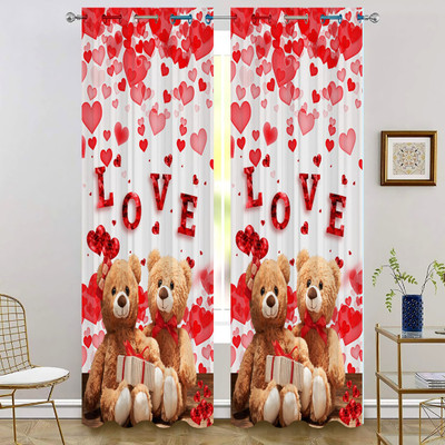 Shivay decor 214 cm (7 ft) Door Polyester Room Darkening Curtain Single Curtain(Red, Cartoon)
