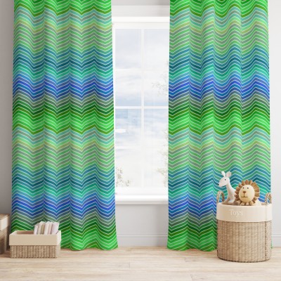 Vendola 213 cm (7 ft) Polyester Blackout Door Curtain (Pack Of 2)(Printed, Green Chevron)