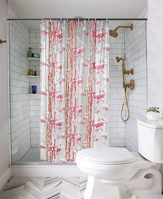 SHAVIN 272 cm (9 ft) PVC Semi Transparent Long Door Curtain Single Curtain(Printed, Pink)