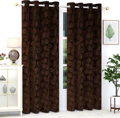 Freshfromloom 243 cm (8 ft) Velvet Room Darkening Door Curtain (Pack Of 2)(Abstract, Coffee)