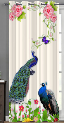 DD8 274 cm (9 ft) Long Door Polyester Room Darkening Curtain Single Curtain(Pink, Floral)