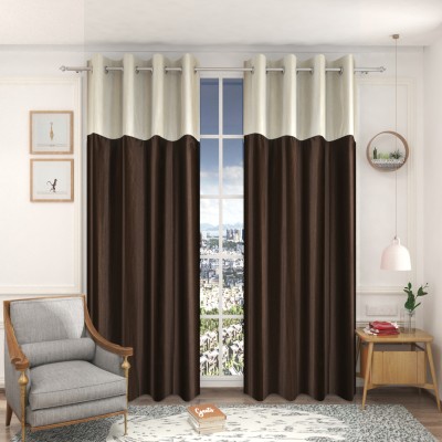 Galaxy Home Decor 274 cm (9 ft) Polyester Semi Transparent Long Door Curtain (Pack Of 2)(Solid, Coffee)