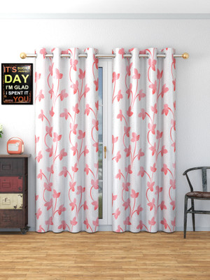 TRUST HOME 213 cm (7 ft) Door Polyester Semi Transparent Curtain (Pack Of 2)(Pink, Printed)