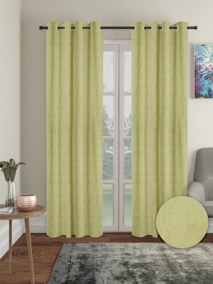 Cortina 210 cm (7 ft) Polyester Blackout Door Curtain (Pack Of 2)(Self Design, Green)