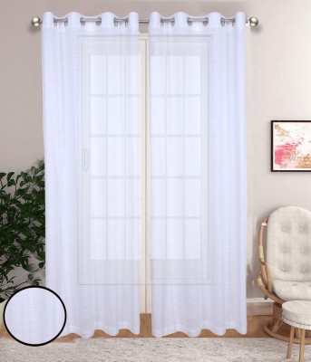 Curtainkart 152.4 cm (5 ft) Cotton Semi Transparent Window Curtain (Pack Of 2)(Solid, White)