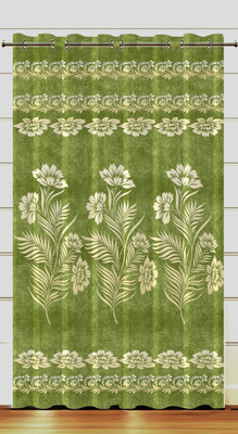 nobel fab 214 cm (7 ft) Door Polyester Room Darkening Curtain Single Curtain(Green, Floral)
