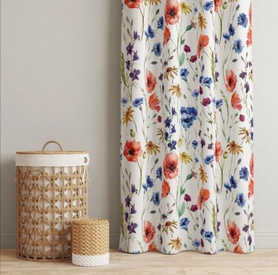 7 Star 274 cm (9 ft) Polyester Room Darkening Long Door Curtain Single Curtain(Floral, Orange)