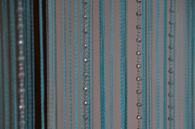 Pindia 213.36 cm (7 ft) Polyester Semi Transparent Door Curtain Single Curtain(Self Design, Silver Sparkling, Aqua)