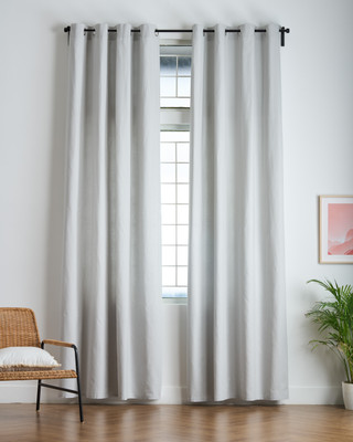 KITESCREATIONS 152 cm (5 ft) Cotton Semi Transparent Window Curtain Single Curtain(Plain, L.Gray)