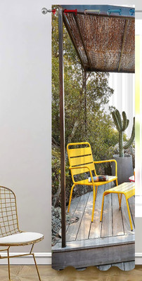 RD 274 cm (9 ft) Long Door Polyester Room Darkening Curtain Single Curtain(Green, Floral)