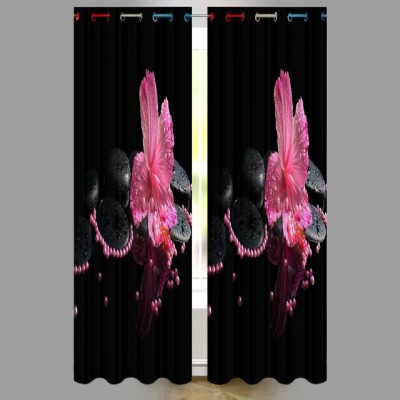 SJV 274 cm (9 ft) Polyester Room Darkening Long Door Curtain (Pack Of 2)(Geometric, Black)