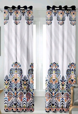 sai fashion 214 cm (7 ft) Door Polyester Room Darkening Curtain Single Curtain(Orange, Printed)