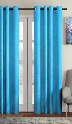 Home Sizzler 153 cm (5 ft) Polyester Blackout Window Curtain Single Curtain(Solid, Aqua)