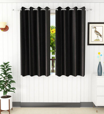 Flipkart SmartBuy 154 cm (5 ft) Window Polyester Semi Transparent Curtain (Pack Of 2)(Black, Solid)