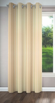 The Household 213 cm (7 ft) Polyester, Tissue, Net Transparent Door Curtain Single Curtain(Striped, Cream)