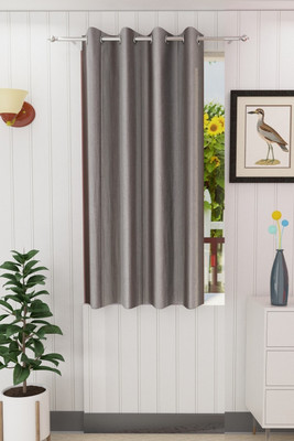 Panipat Textile Hub 152.4 cm (5 ft) Polyester Semi Transparent Window Curtain Single Curtain(Solid, Grey)