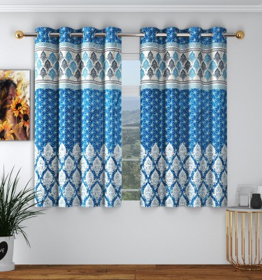 Panipat Textile Hub 153 cm (5 ft) Polyester Room Darkening Window Curtain (Pack Of 2)(Floral, Diamond Blue)