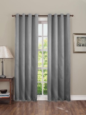 Easyhome 213 cm (7 ft) Polyester Blackout Door Curtain Single Curtain(Solid, Grey)