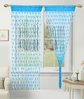 Shiv Shankar Handloom 213 cm (7 ft) Door Polyester Curtain (Pack Of 2)(Blue, Floral)