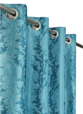 Urban Arts 274 cm (9 ft) Long Door Polyester Room Darkening Curtain Single Curtain(Aqua, Abstract)