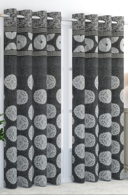 Furnishing Hut 274.32 cm (9 ft) Jacquard Room Darkening Long Door Curtain (Pack Of 2)(Floral, Grey)