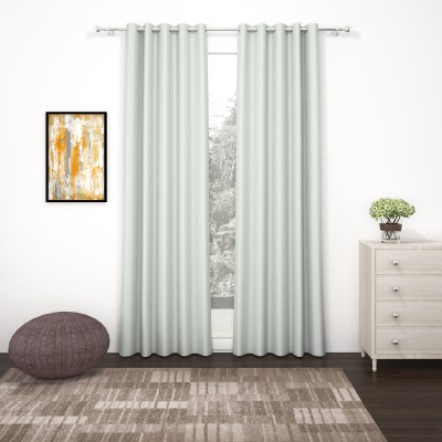 Story@home 275 cm (9 ft) Polyester, Silk Blackout Long Door Curtain (Pack Of 2)(Solid, Grey)