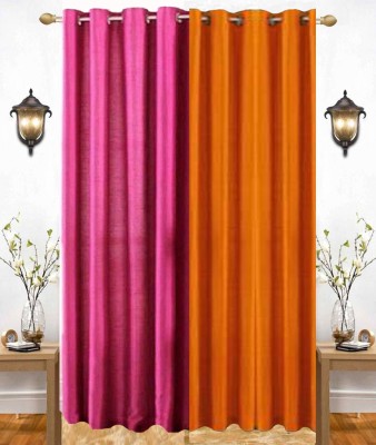 India Furnish 153 cm (5 ft) Polyester Semi Transparent Window Curtain (Pack Of 2)(Plain, Solid, Dark Pink & Orange)