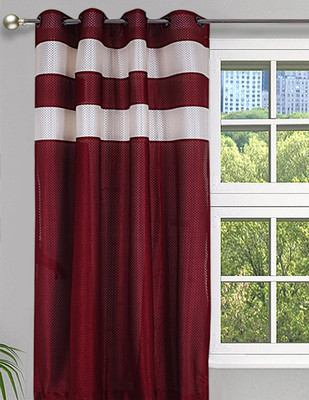 KUBER INDUSTRIES 213 cm (7 ft) Polyester Semi Transparent Window Curtain Single Curtain(Self Design, Maroon)