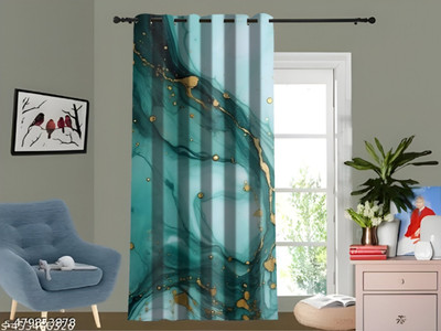 RD 214 cm (7 ft) Door Polyester Room Darkening Curtain Single Curtain(Green, Printed)